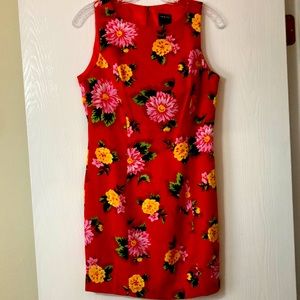 Red Floral Print Sleeveless Dress